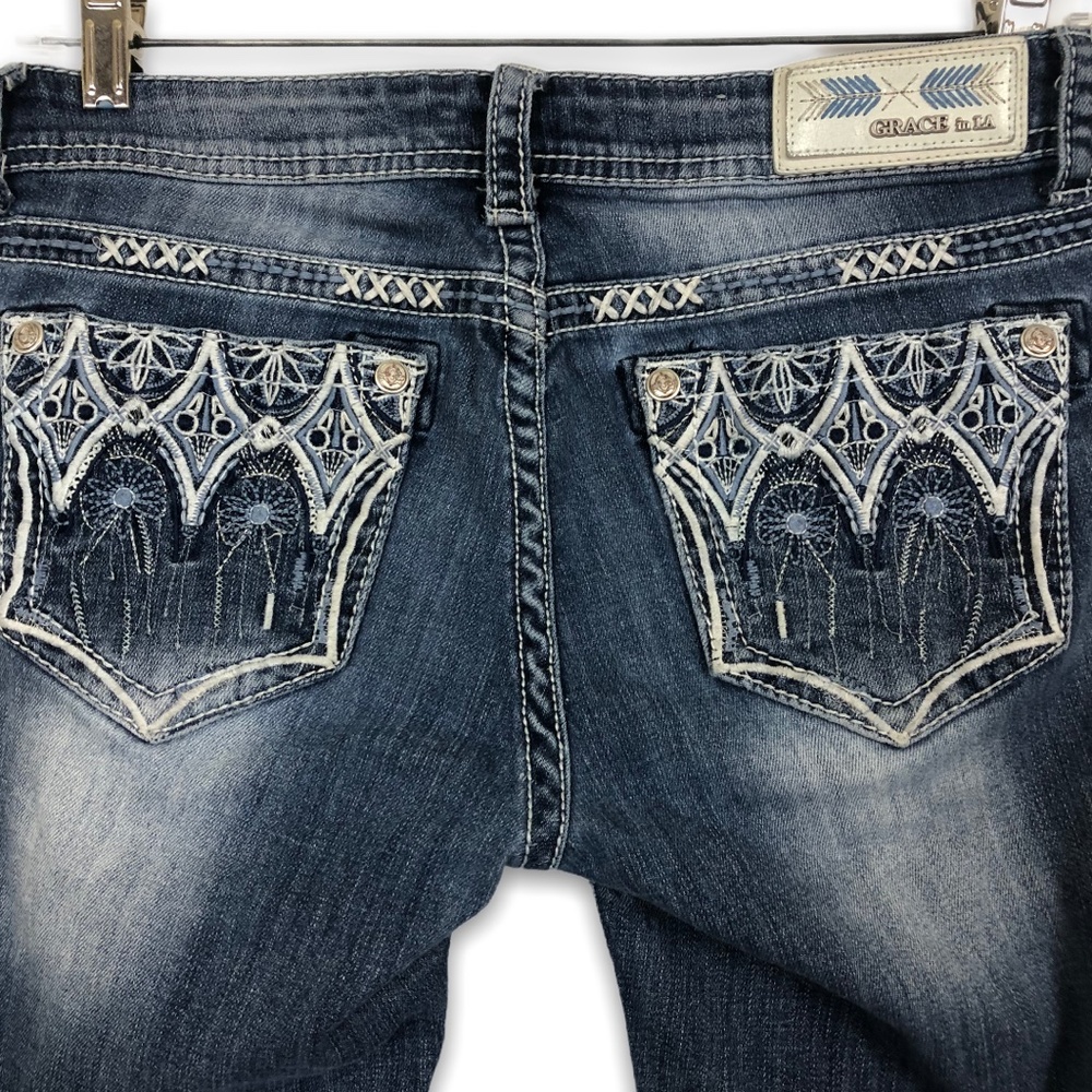 Grace in LA Aztec Skinny Jeans Thick Stitch 29